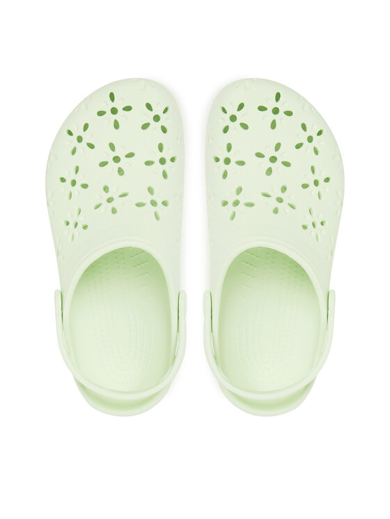 Crocs Crocs Klapki Classic Floral Cut-Out Clog 210927 Zielony