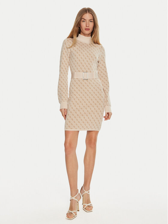 Guess Guess Трикотажна сукня Lise W4BK43 Z37K0 Бежевий Regular Fit