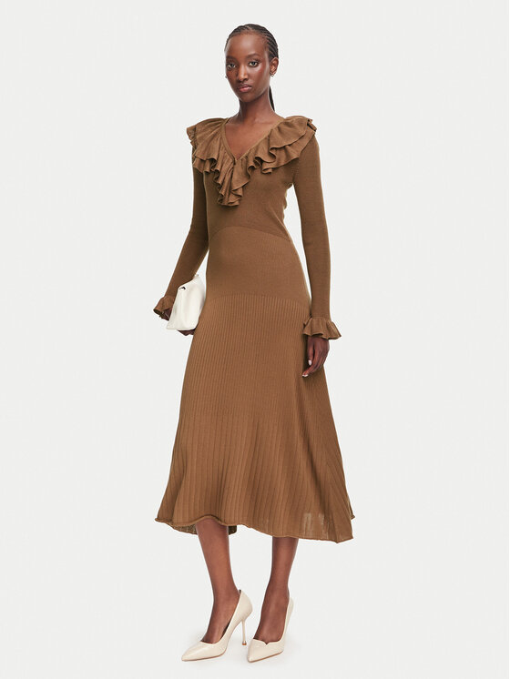 Marella Marella Sukienka dzianinowa Slatino 2623326034 Brązowy Regular Fit