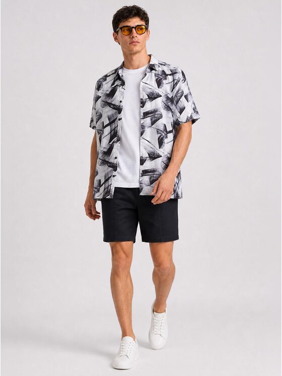 MyStars MyStars Koszula Na lato wakacje urlop 132128 Biały Relaxed Fit