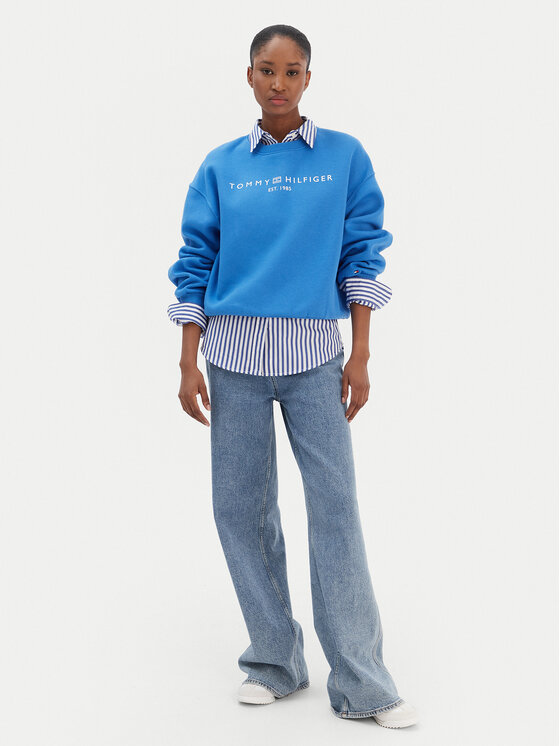 Tommy Hilfiger Tommy Hilfiger Sweatshirt Corp Logo WW0WW47831 Blau Regular Fit