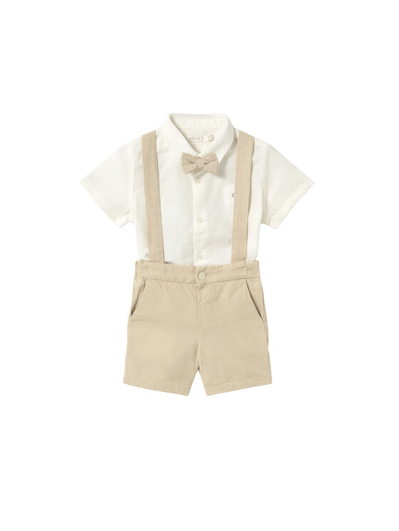 Mayoral Set cămașă și șorturi din material textil 1226 Bej Regular Fit
