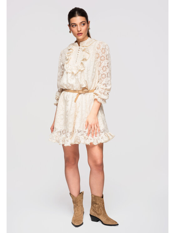 Ombre Ombre Sukienka wieczorowa LA-OM-DLR299 Kremowy Loose Fit
