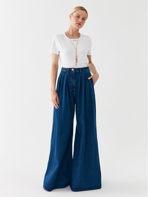 Elisabetta Franchi Elisabetta Franchi Džinsai PJ-28I-36E2-V450 Mėlyna Wide Leg