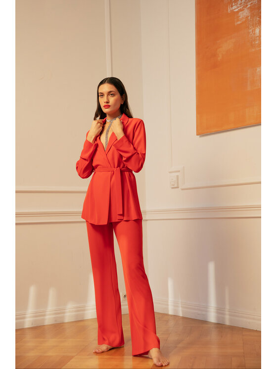 Makover Makover Pantaloni da donna K162 Arancione Regular Fit