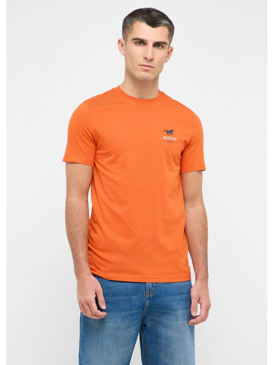 Mustang Mustang T-Shirt Style Austin Pomarańczowy Regular Fit