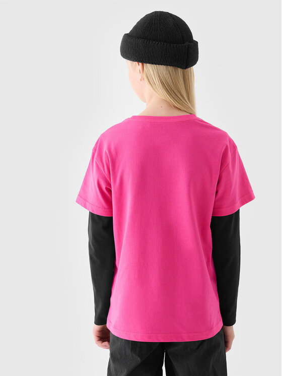 4F 4F T-Shirt 4FJRAW24TTSHF2313-55S Różowy Regular Fit