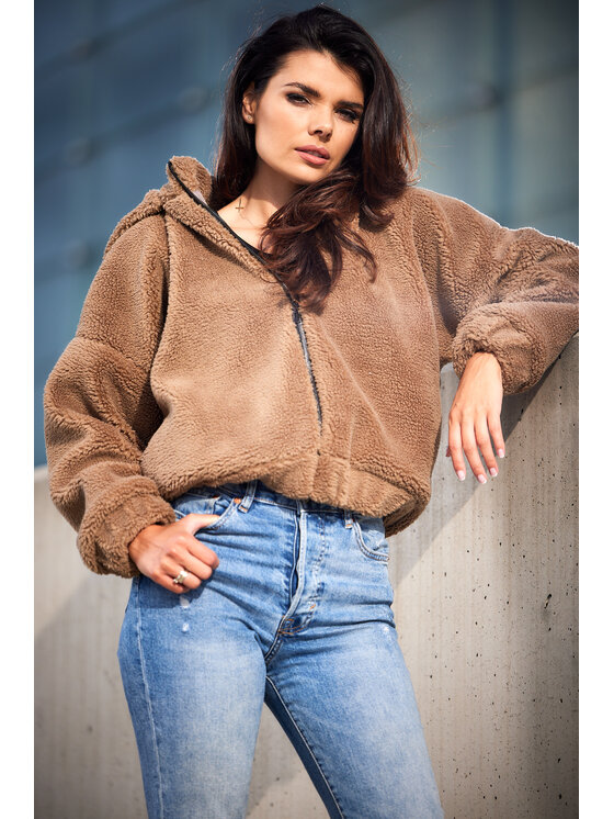 Awama Awama Kurtka damska A533 Brązowy Basic Fit