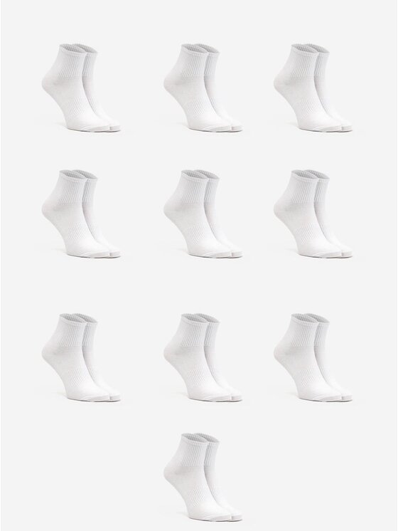 Urban Socks Urban Socks Zestaw 10 par wysokich skarpet męskich Zestaw 10 Par Krótkich Skarpet Męskich Białych Urban Socks No Logo 41-46 Biały