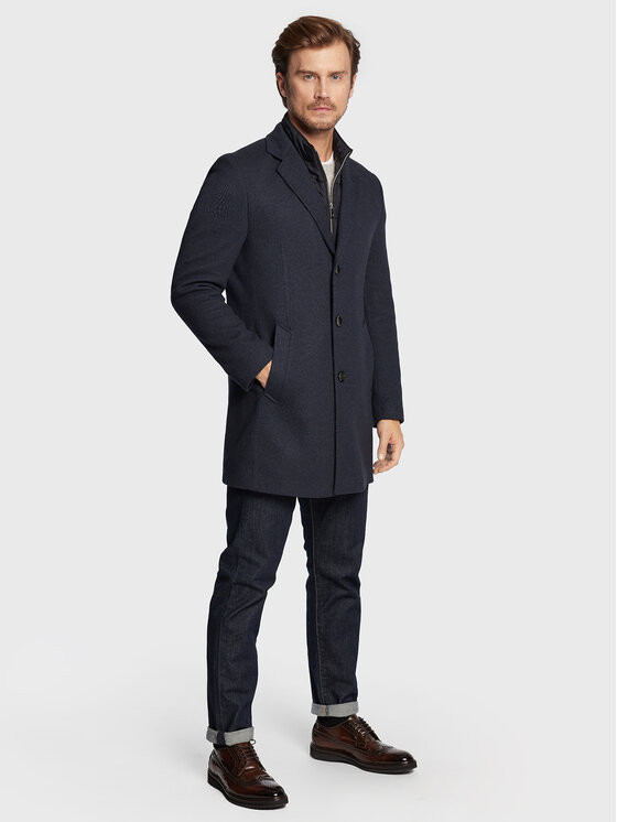 Bugatti Manteau de mi saison 228528 24042 Bleu marine Regular Fit