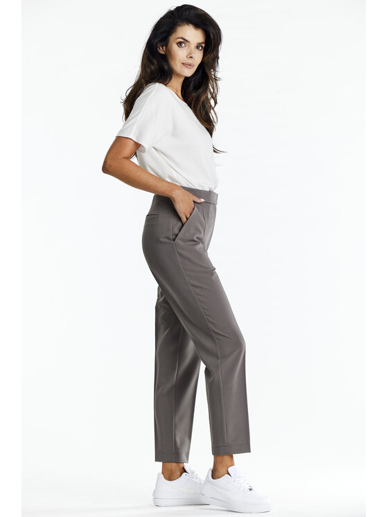 Awama Awama Spodnie damskie A675 Beżowy Basic Fit