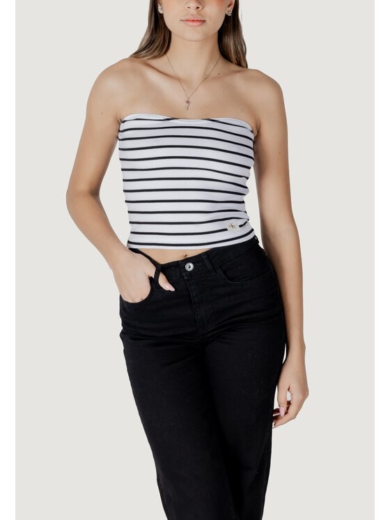 Calvin Klein Jeans Calvin Klein Jeans T-shirt WOVEN LABEL RIB Bianco Rib Fit