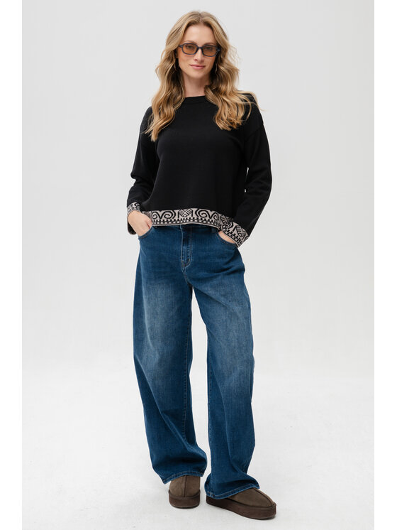 blue shadow blue shadow Sweter Kaps Czarny Regular Fit