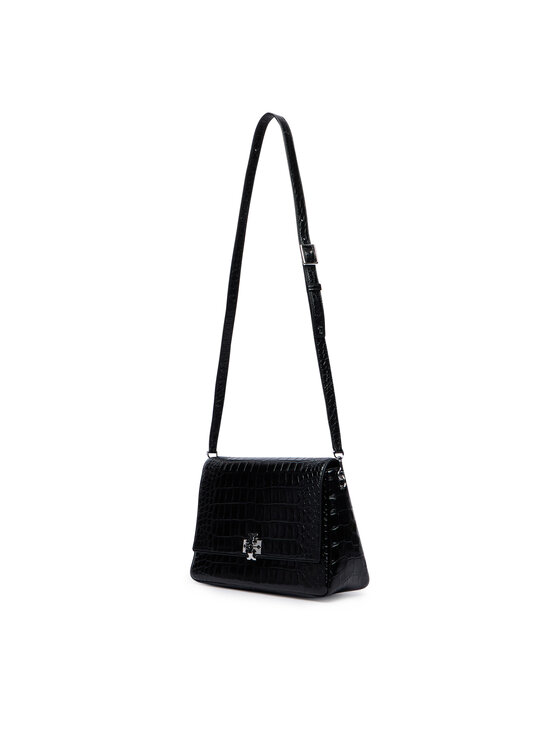 Tory Burch Tory Burch Τσάντα Charlie Embossed Croc Shoulder Bag 183354 Μαύρο