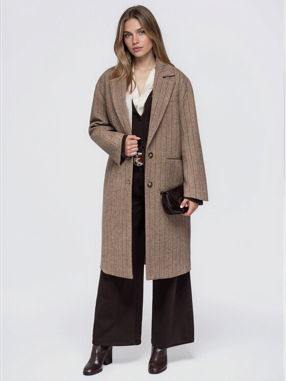 Ombre Ombre Płaszcz przejściowy OW-COLC-0135 Beżowy ciemny Oversize