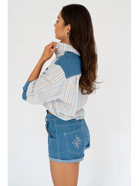 MANDRAGORA MANDRAGORA Pantaloncini di jeans Wild West Blu Flexible Fit