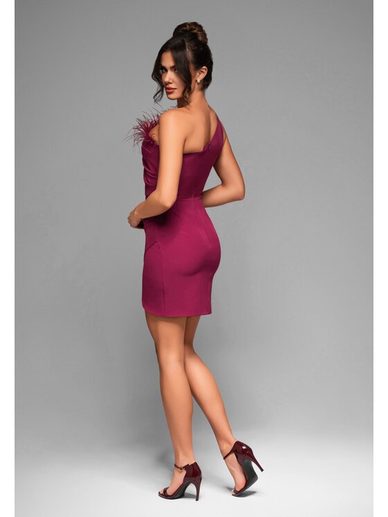 Ombre Ombre Sukienka koktajlowa LA-OM-DLR018 Bordowy Regular Fit