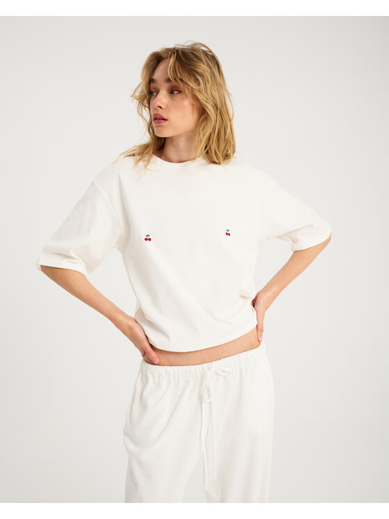 Le Songe Le Songe T-Shirt CHERRY Biały Oversize