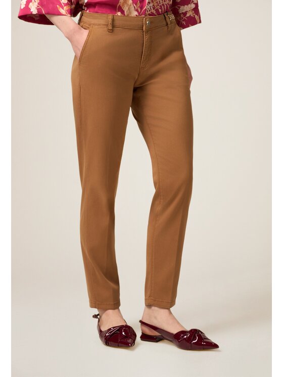 Oltre Oltre Pantaloni di tessuto P712R008484N012 Marrone Regular Fit