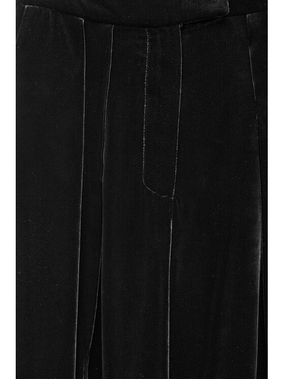 EPUZER EPUZER Spodnie materiałowe Noir Muse Velvet Czarny Standard Fit