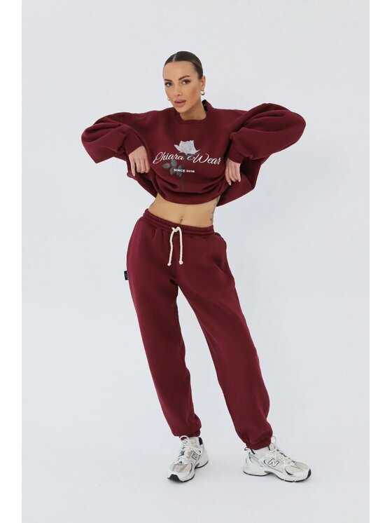Chiara Wear Chiara Wear Spodnie dresowe Spodnie dresowe typu joggery Bordowy Jogger Fit
