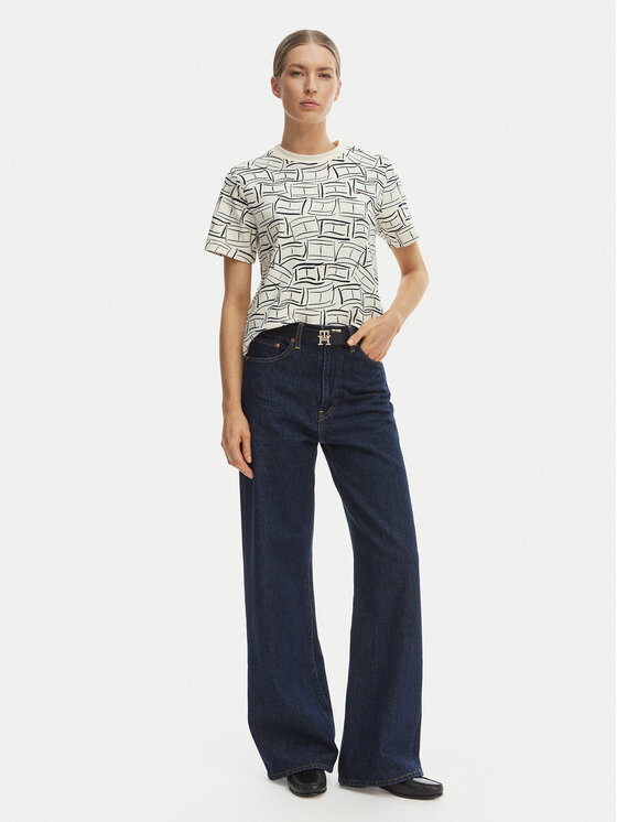 Tommy Hilfiger Tommy Hilfiger Majica WW0WW49646 Bela Boxy Fit