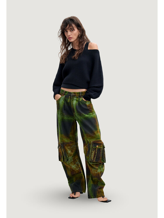 Desigual Desigual Παντελόνι chino PANT_GREEN CHECKS_LAC Πράσινο Casual Fit