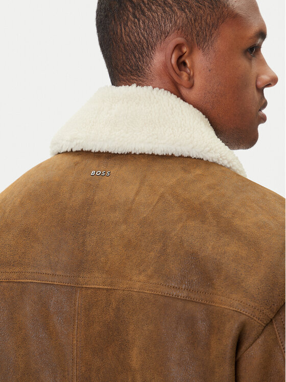 BOSS BOSS Nahkjope Jonier 50547567 Beež Relaxed Fit
