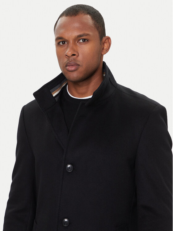 BOSS BOSS Volneni plašč H-Hyde 50551078 Črna Slim Fit