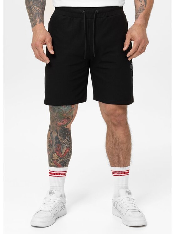 PITBULL PITBULL Szorty materiałowe Pique Rockey Czarny Regular Fit