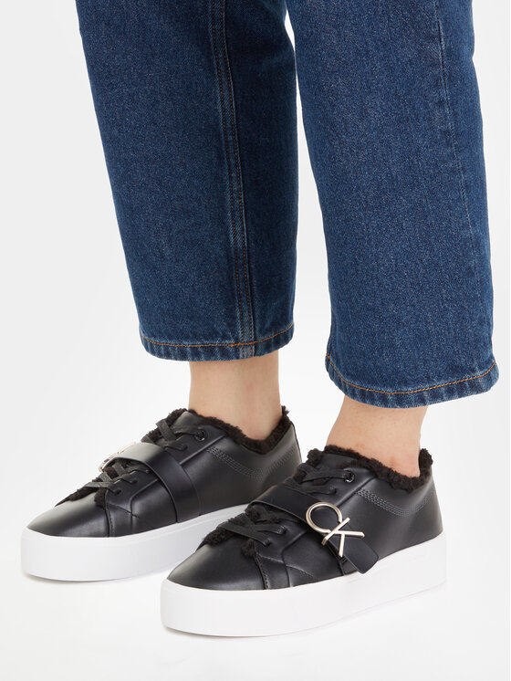 Calvin Klein Calvin Klein Tenisice Flatform Cupsole Lace Up W/Hw Wl HW0HW01671 Crna