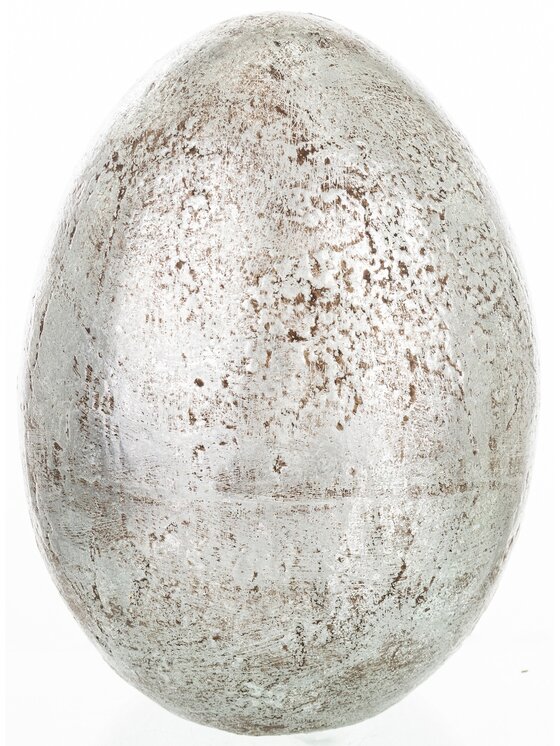 MIAhome MIAhome Figurka srebrne jajko z ceramiki 25,5x16 cm MONNI - II Srebrny