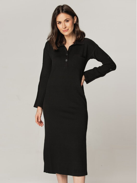 Willsoor Willsoor Sukienka dzianinowa 66997 Czarny Close Fit