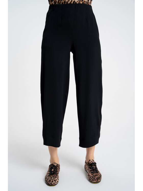CLICK CLICK Kalhoty z materiálu 30-346 Černá Loose Fit