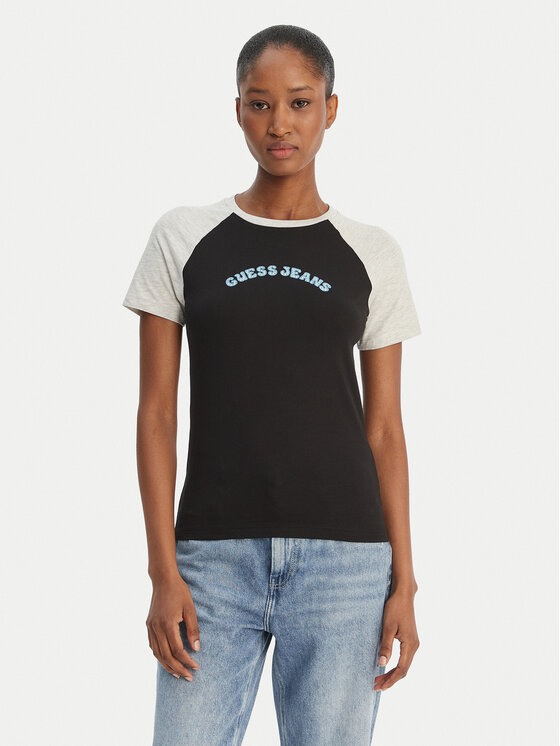 Guess Jeans Tricou W6GIB0 J1314 Negru Regular Fit