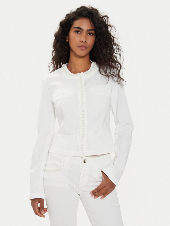 Liu Jo Veste en jean MA4278 T3489 Ecru Slim Fit