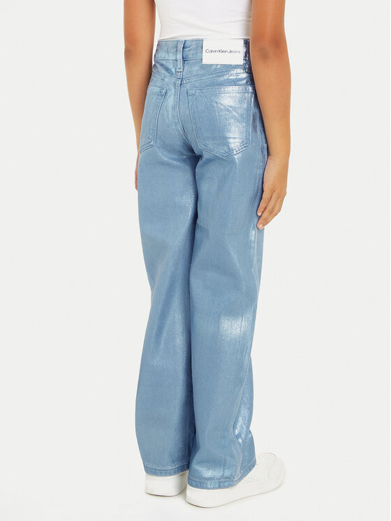Calvin Klein Jeans Calvin Klein Jeans Medžiaginės kelnės IG0IG02383 Mėlyna Wide Leg