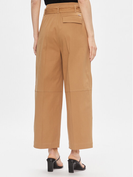 BOSS Boss Bavlnené nohavice Tenoy 50505609 Béžová Tapered Fit