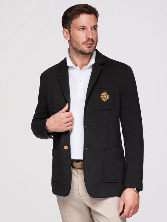 Ombre Ombre Marynarka OM-BLZB-0166 Czarny Slim Fit