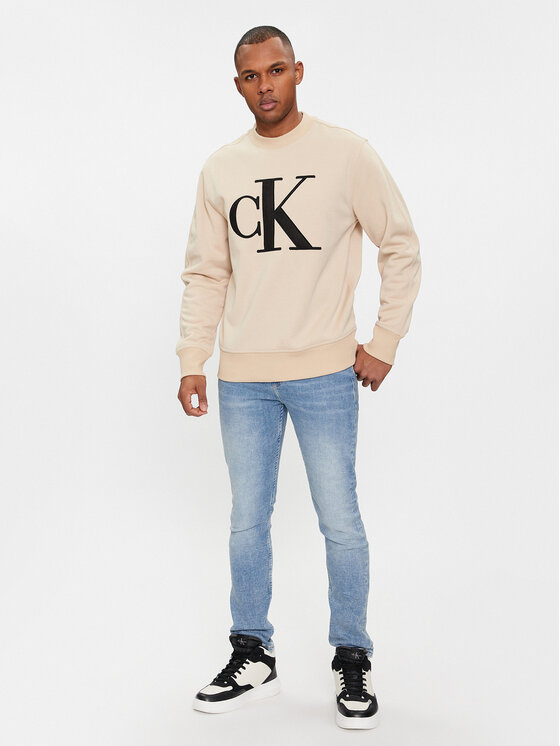 Calvin Klein Jeans Regular Sweatshirt Monologo J30J325028 Fit Beige