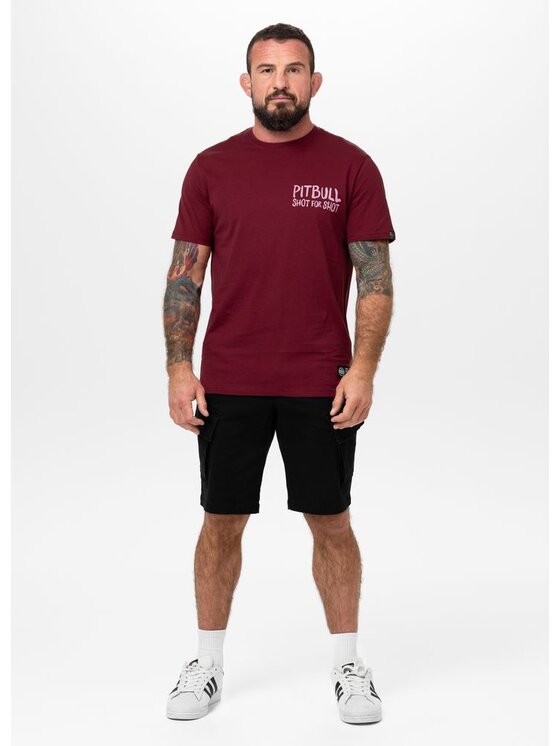 PITBULL PITBULL T-Shirt Koszulka męska SHOT FOR SHOT 3XL Bordowy Regular Fit