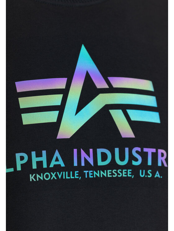 Alpha Industries Alpha Industries Bluza Basic Rainbow Reflective Print Sweatshirt Czarny Regular Fit