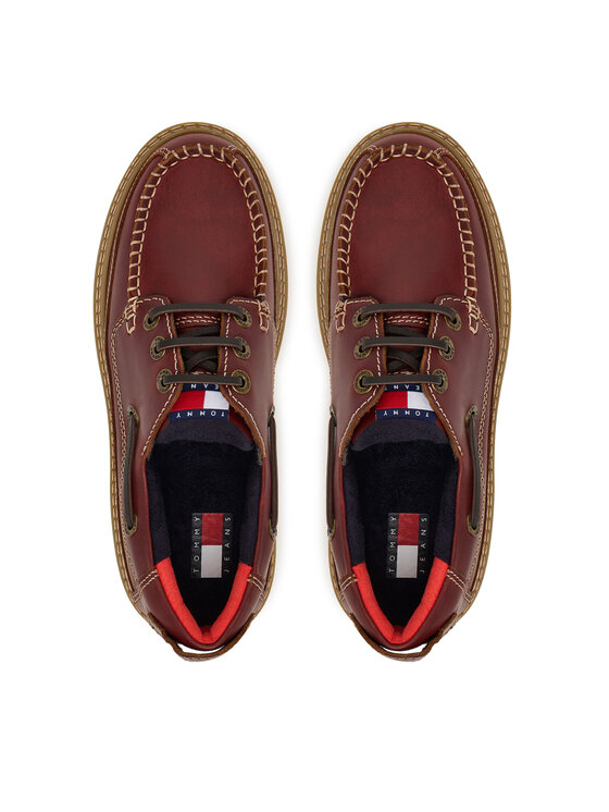Tommy Jeans Tommy Jeans Pantofi Archive '01 Boat Shoe Leather EN0EN03003 Vișiniu