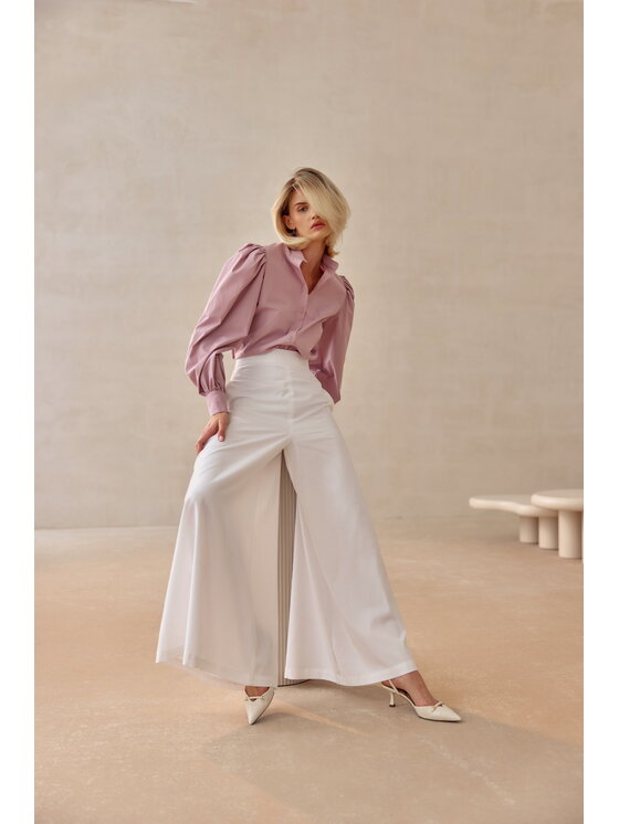 TOTU TOTU Spodnie damskie Palazzo Tall Biały Wide Leg