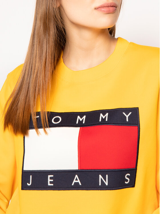 Tommy Jeans Tommy Jeans Bluza Tjw Flag Crew DW0DW07414 Żółty Regular Fit