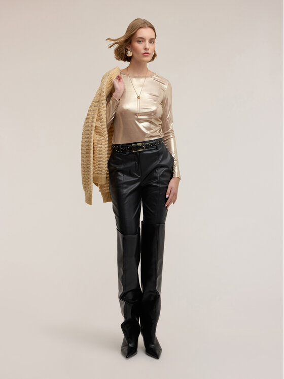 Motivi Motivi T-shirt G017W003507N002 Oro Regular Fit