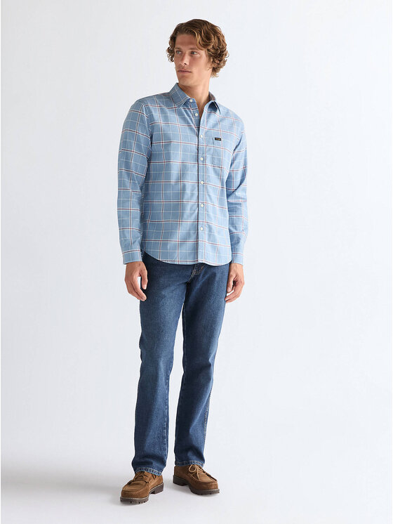 Wrangler Wrangler Koszula 1 PKT SHIRT Niebieski Regular Fit