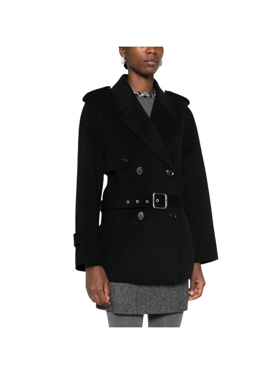 PINKO PINKO Trencz Cappotto donna torcia trench double Czarny Regular Fit