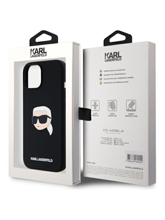 KARL LAGERFELD KARL LAGERFELD Etui na telefon Karl Head Print MagSafe Czarny