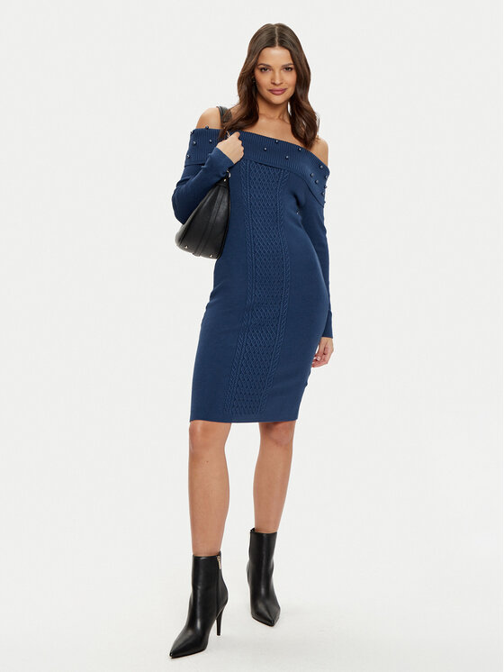 Guess Guess Sukienka dzianinowa W5RK0G Z2YJ2 Granatowy Bodycon Fit